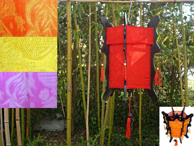 Lantern in wood and material